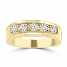 1.00 Men's Round Cut Diamond Wedding Band in 14 kt Yellow Gold